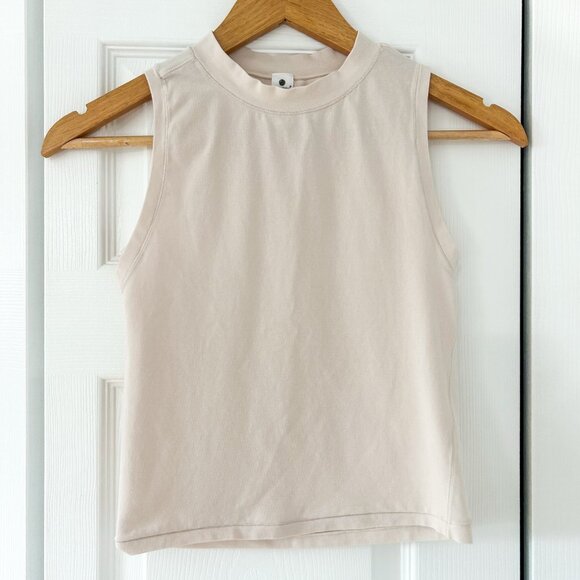 Yogalicious Airlite Melissa Crop Tank Top Small Beige High Neck Sleeveless - Picture 1 of 3